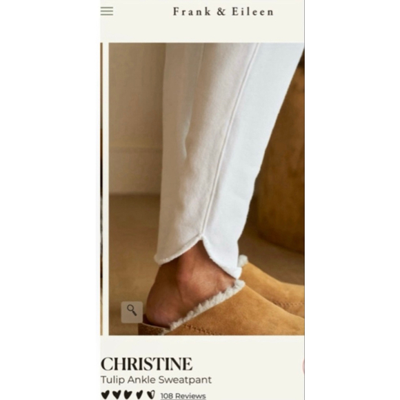 New Frank & Eileen White Christine Tulip Ankle Sweatpant S